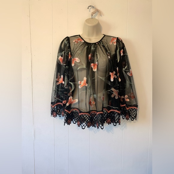 NWT Alice MCCALL ImA Believer Blouse Sheer With embroidery, BELL SLEEVES SIZE 4 - Picture 6 of 15